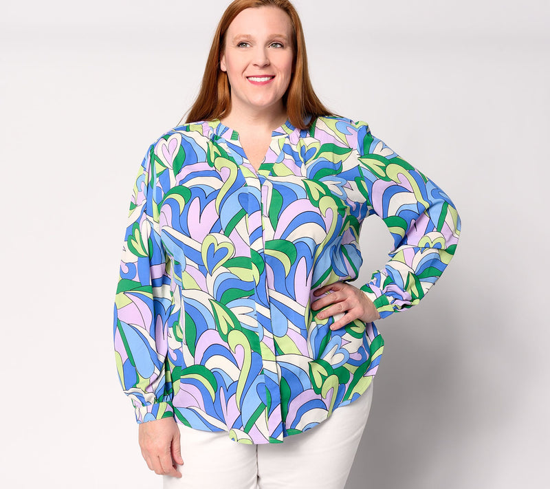 Belle by Kim Gravel Mod Amore Split V-Neck Blouse — View 12
