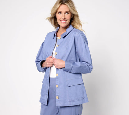 AnyBody Regular Stretch Twill Utility Jacket with Pockets