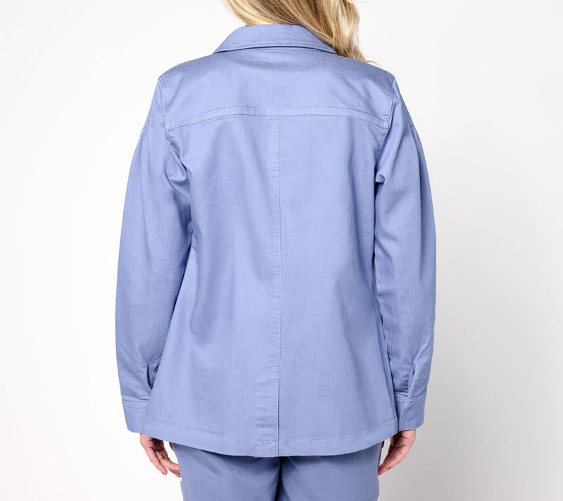 AnyBody Petite Stretch Twill Utility Jacket with Pockets — View 12