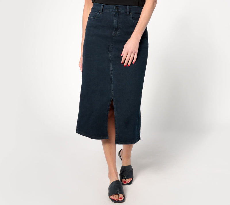 Denim & Co. Canyon Retreat Easy Stretch Overdye Skirt Midi Skirt — View 11
