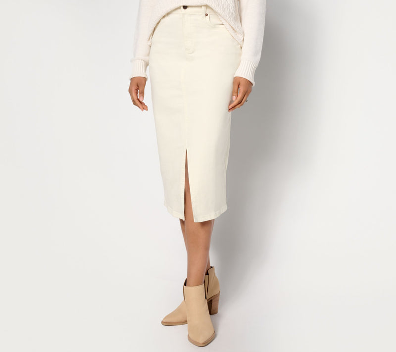 Denim & Co. Canyon Retreat Easy Stretch Overdye Skirt Midi Skirt — View 5