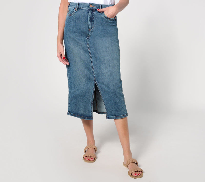 Denim & Co. Canyon Retreat Easy Stretch Overdye Skirt Midi Skirt — View 9