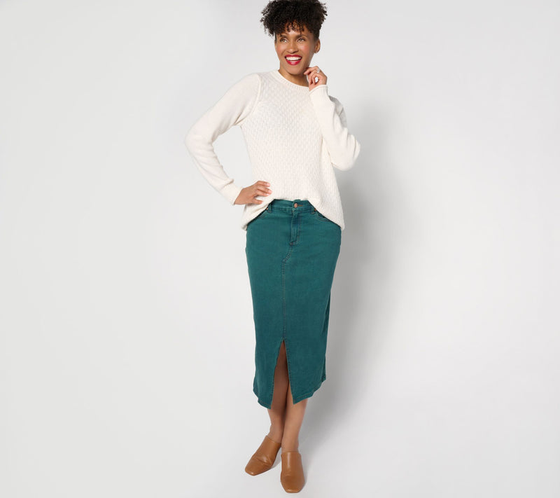 Denim & Co. Canyon Retreat Easy Stretch Overdye Skirt Midi Skirt — View 13
