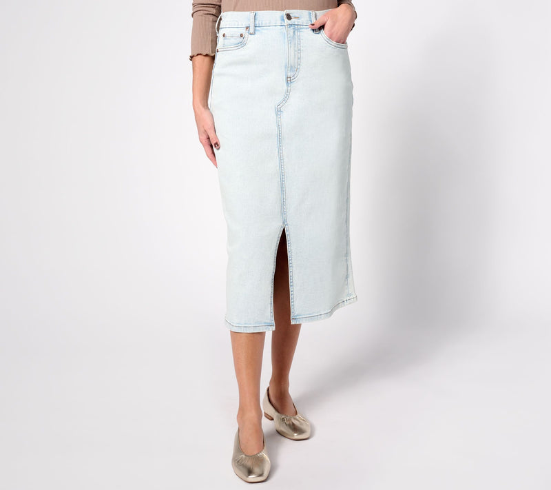 Denim & Co. Canyon Retreat Easy Stretch Overdye Skirt Midi Skirt — View 7