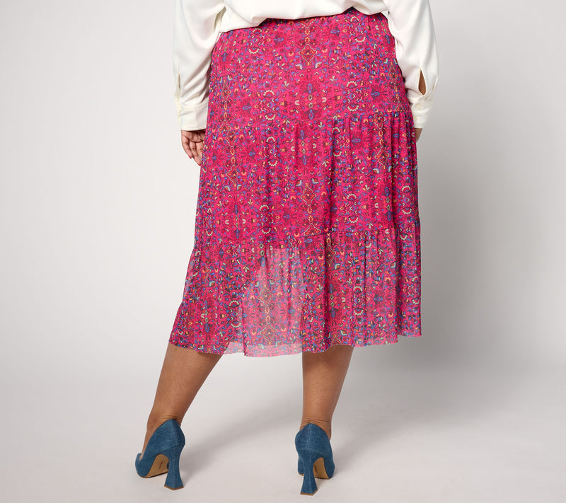 Denim & Co. Canyon Retreat Regular Mesh Tiered Midi Skirt — View 6