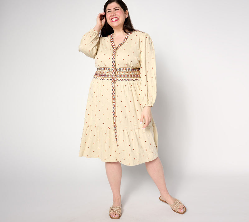 Denim & Co. Canyon Retreat Regular Button Front Midi Dress — View 3