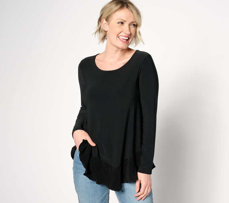 Women with Control Como Jersey Mix Media Asymmetric Top — View 11