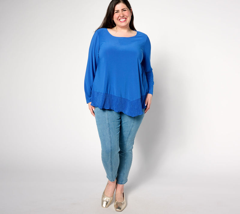 Women with Control Como Jersey Mix Media Asymmetric Top — View 13