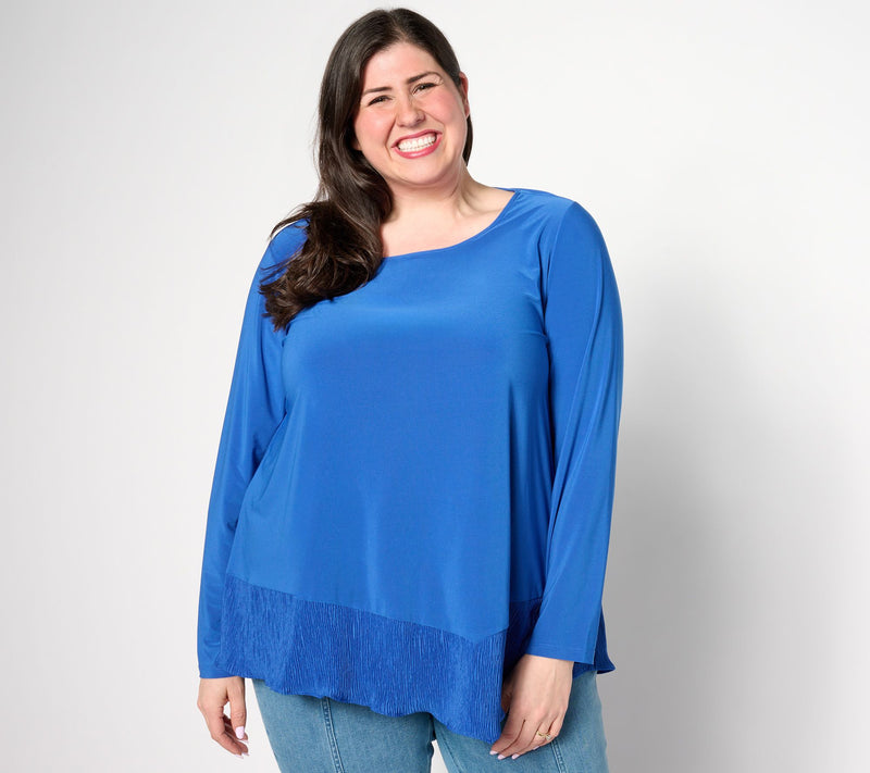 Women with Control Como Jersey Mix Media Asymmetric Top — View 3