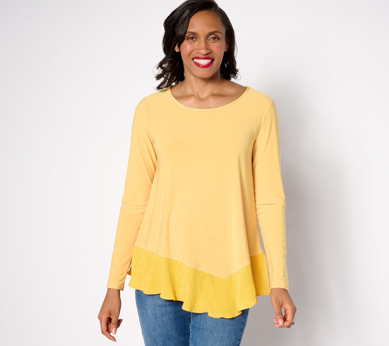 Women with Control Como Jersey Mix Media Asymmetric Top — View 7
