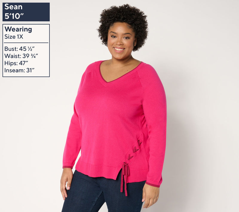 Women with Control Lace-Up Detail Sweater — View 10