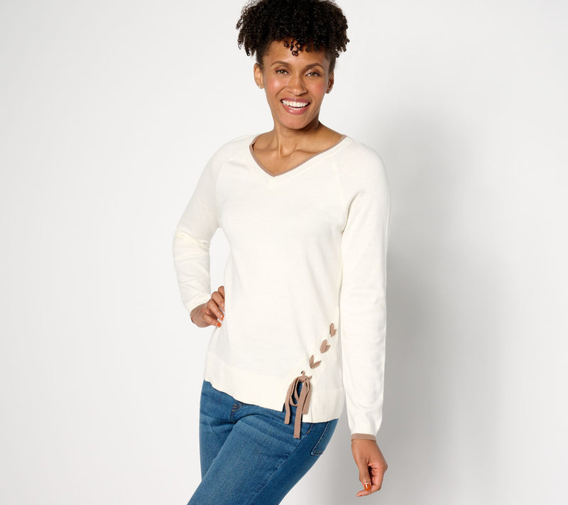 Women with Control Lace-Up Detail Sweater — View 6