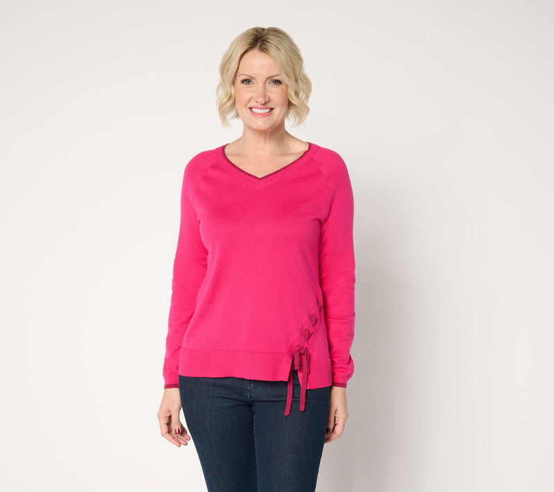 Women with Control Lace-Up Detail Sweater — View 7