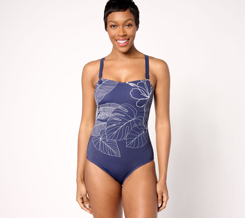 Susan Graver Soleil Embroidered Swimsuit with Removable Strap — View 5