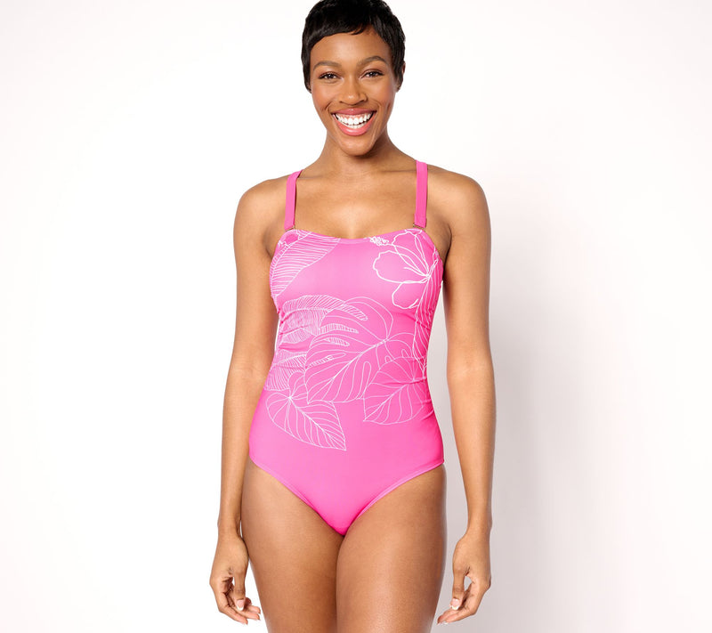 Susan Graver Soleil Embroidered Swimsuit with Removable Strap — Main view