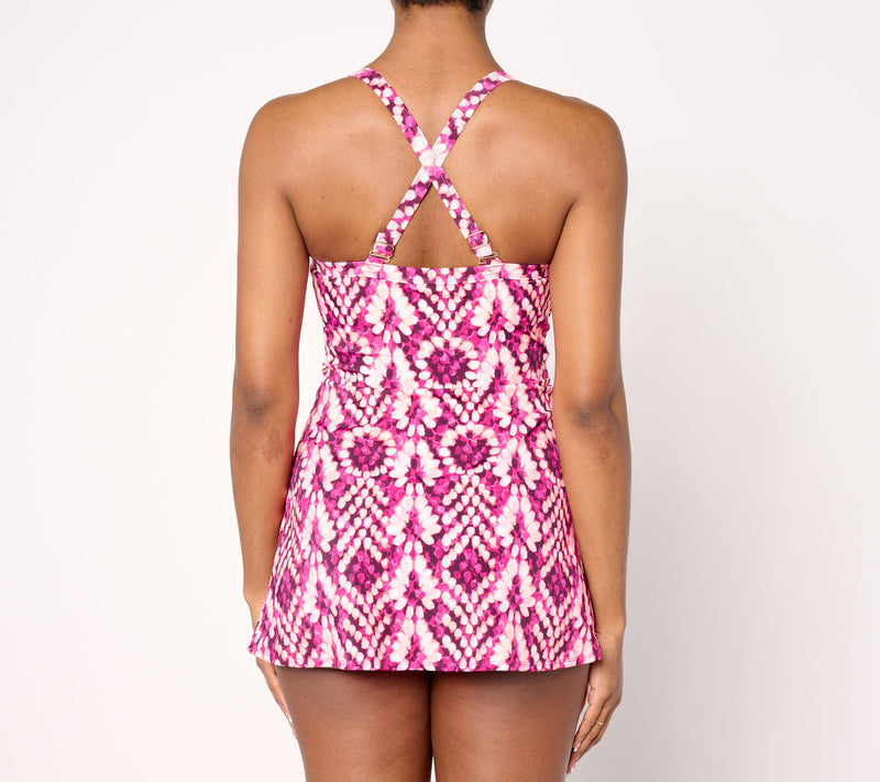 Susan Graver Soleil Knotted Side Swim Dress — View 2