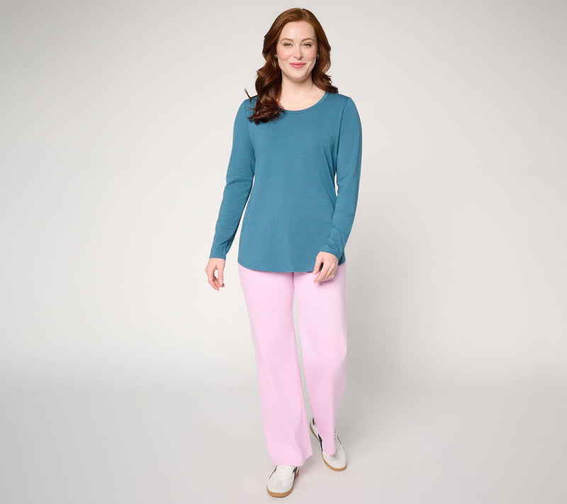 Denim & Co. Regular Comfy Knit Air Wide-Leg Pants with Drawstring — View 17