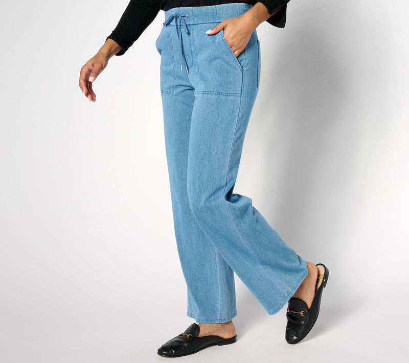Denim & Co. Tall Comfy Knit Air Wide Leg Pant with Drawstring — View 7