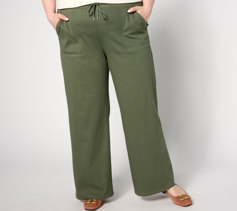 Denim & Co. Tall Comfy Knit Air Wide Leg Pant with Drawstring — View 9