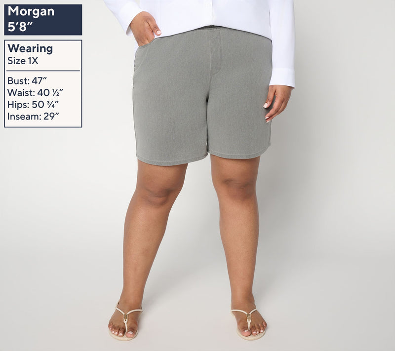 Denim & Co. Petite Comfy Knit Air Pull-On Short with Pockets — View 10