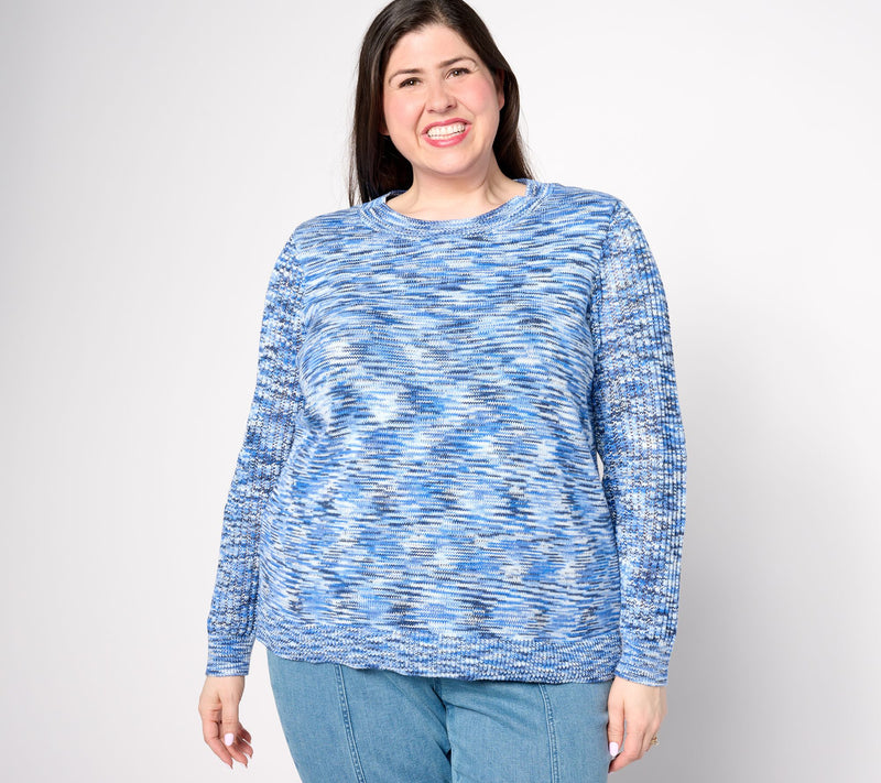 AnyBody Crewneck Mixed Stitch Basic Sweater — View 9