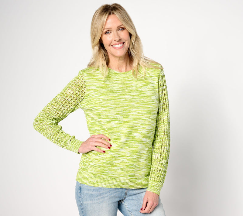AnyBody Crewneck Mixed Stitch Basic Sweater — View 10
