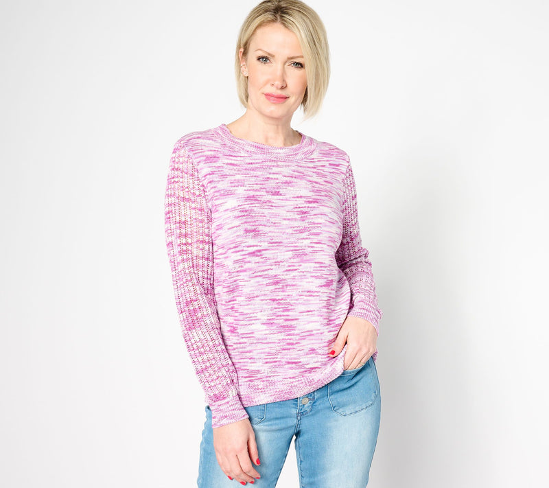 AnyBody Crewneck Mixed Stitch Basic Sweater — View 11