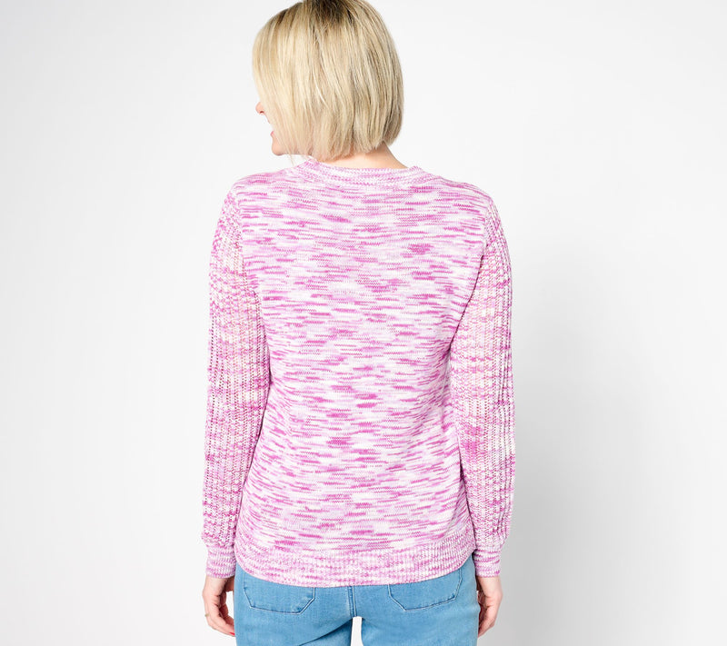 AnyBody Crewneck Mixed Stitch Basic Sweater — View 3