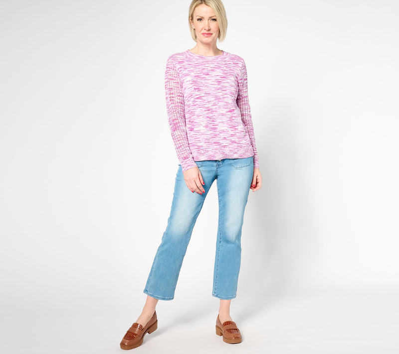 AnyBody Crewneck Mixed Stitch Basic Sweater — View 4