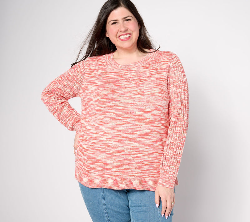 AnyBody Crewneck Mixed Stitch Basic Sweater — View 12