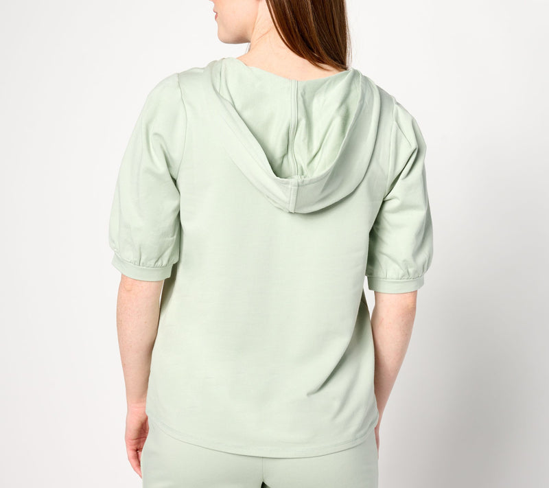AnyBody Lounge Cozy Knit Puff-Sleeve Hooded Top — View 2