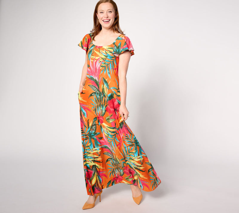 Women with Control Regular Como Jersey Flutter Sleeve Maxi Dress — View 5