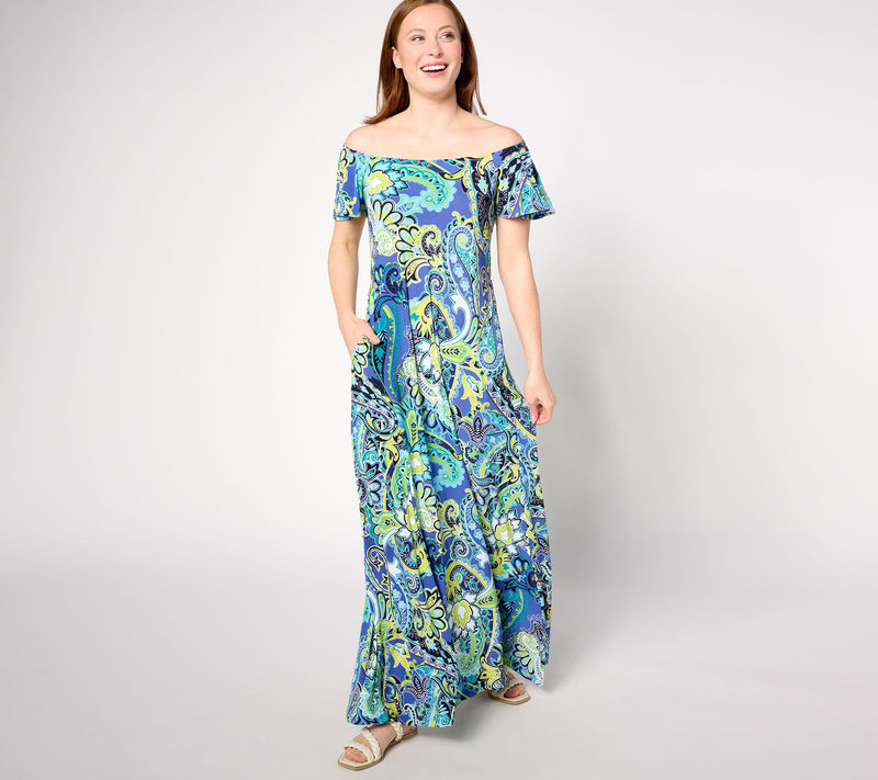 Women with Control Regular Como Jersey Flutter Sleeve Maxi Dress — View 9