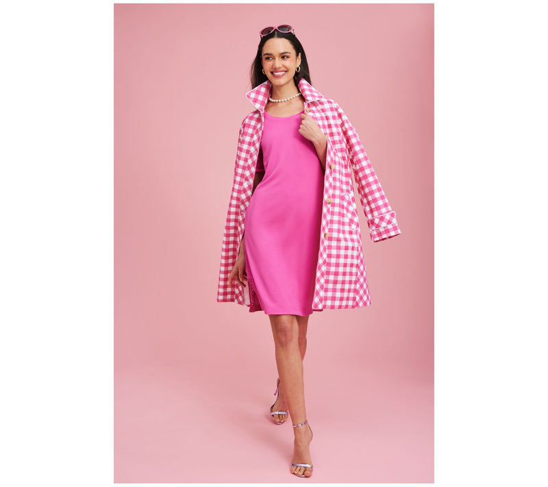 Isaac Mizrahi Live! Petite Gingham Button Front Car Coat — View 14