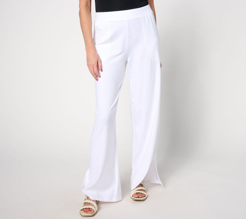 Denim & Co. Beach Jersey Regular Wide Leg Pant With Slits — View 15