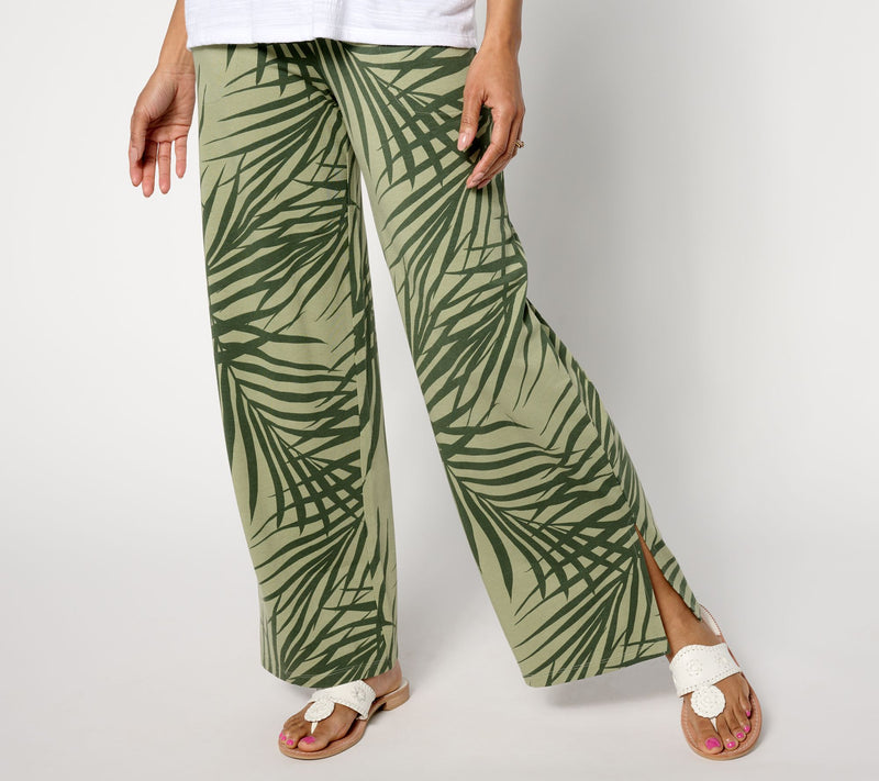 Denim & Co. Beach Jersey Petite Wide Leg Pant with Slits — View 23