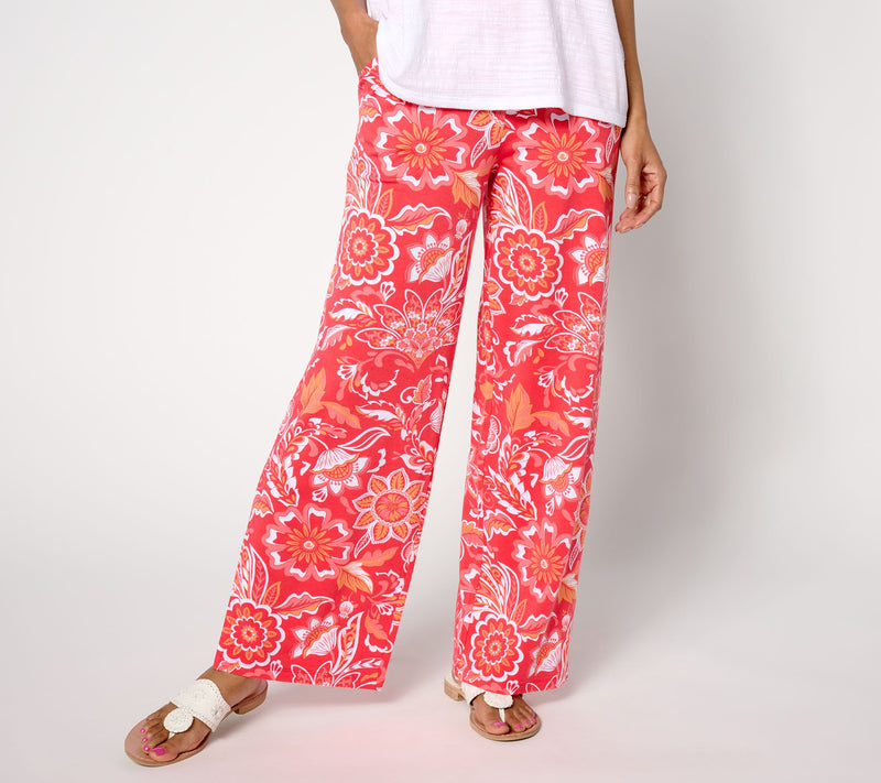 Denim & Co. Beach Jersey Petite Wide Leg Pant with Slits — View 24
