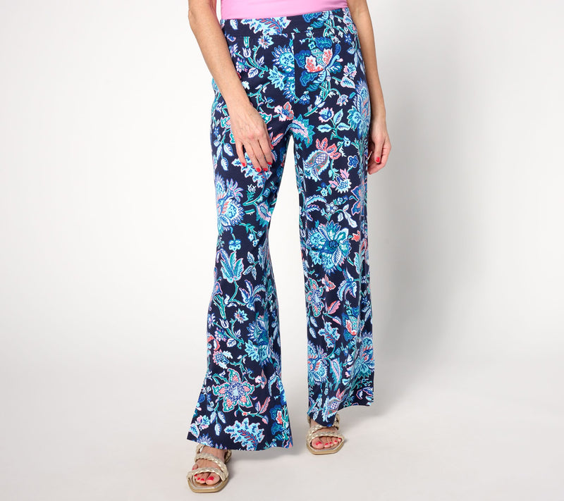 Denim & Co. Beach Jersey Petite Wide Leg Pant with Slits — View 9
