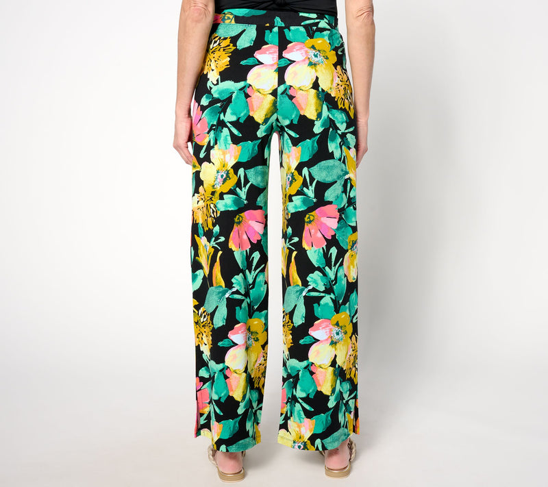 Denim & Co. Beach Jersey Petite Wide Leg Pant with Slits — View 16