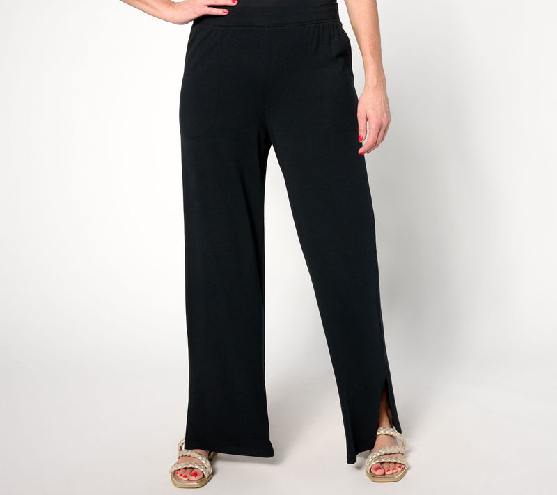 Denim & Co. Beach Jersey Tall Wide Leg Pant with Slits — View 11