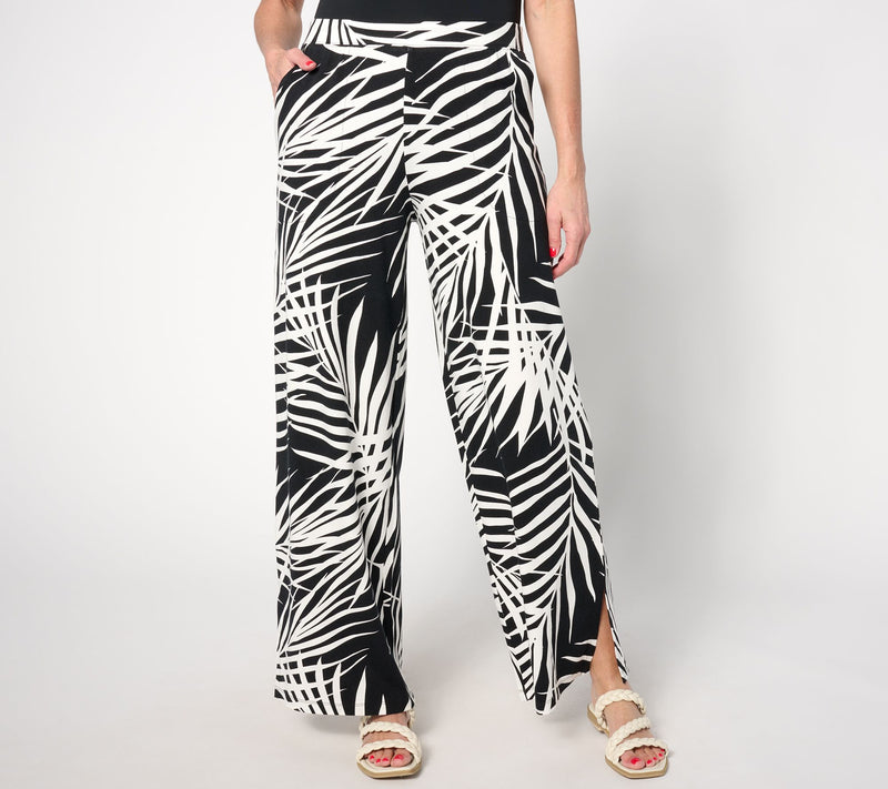 Denim & Co. Beach Jersey Tall Wide Leg Pant with Slits — View 7
