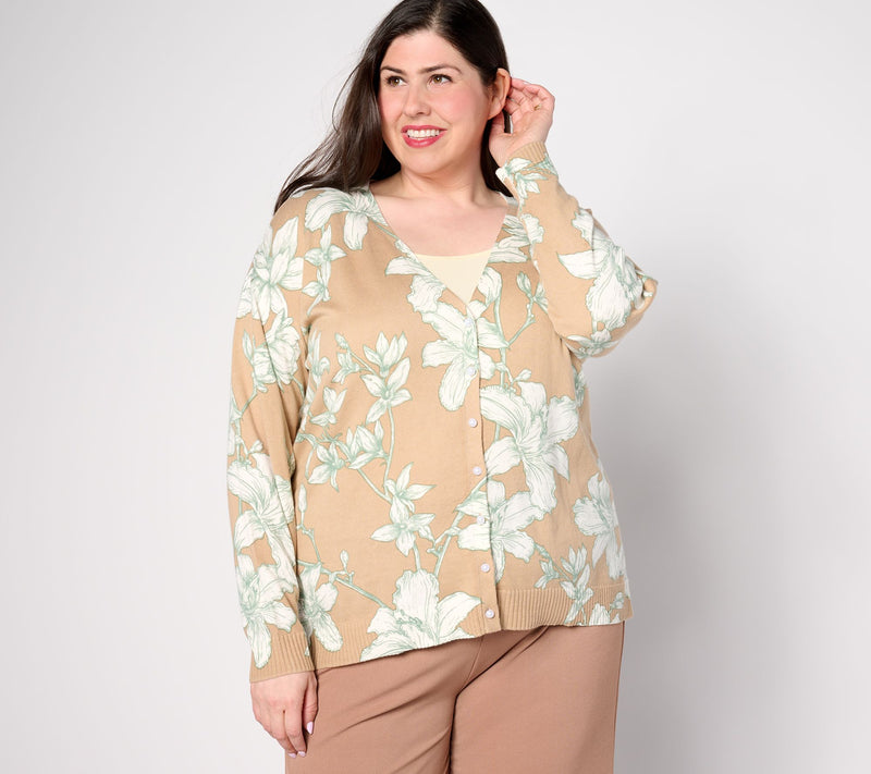 BEAUTIFUL by Lawrence Zarian Floral Printed V-Neck Cardigan — View 7