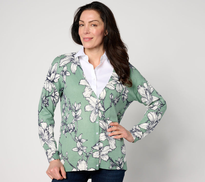BEAUTIFUL by Lawrence Zarian Floral Printed V-Neck Cardigan — View 3