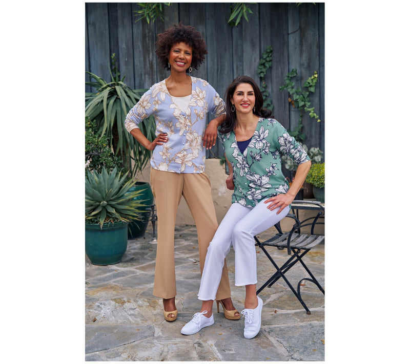 BEAUTIFUL by Lawrence Zarian Floral Printed V-Neck Cardigan — View 13