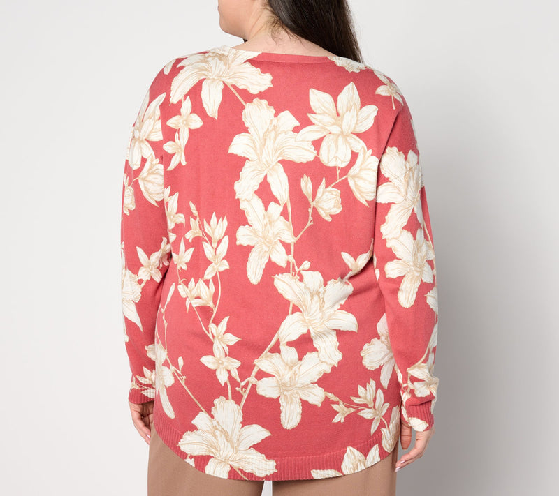 BEAUTIFUL by Lawrence Zarian Floral Printed V-Neck Cardigan — View 10