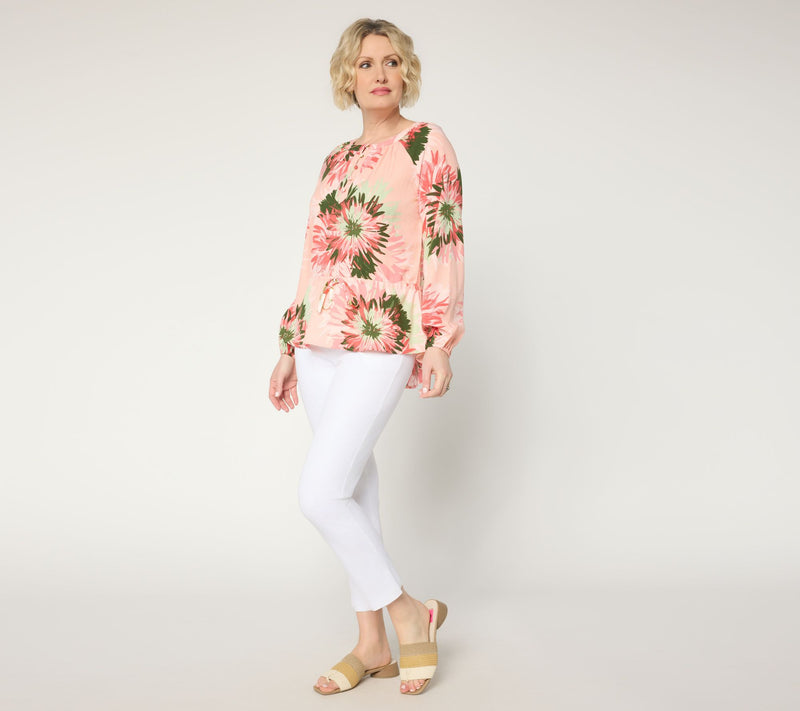 BEAUTIFUL by Lawrence Zarian Adjustable Waist Peasant Top — View 19