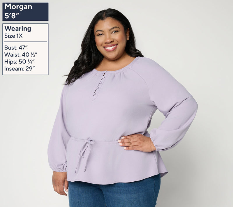 BEAUTIFUL by Lawrence Zarian Adjustable Waist Peasant Top — View 16