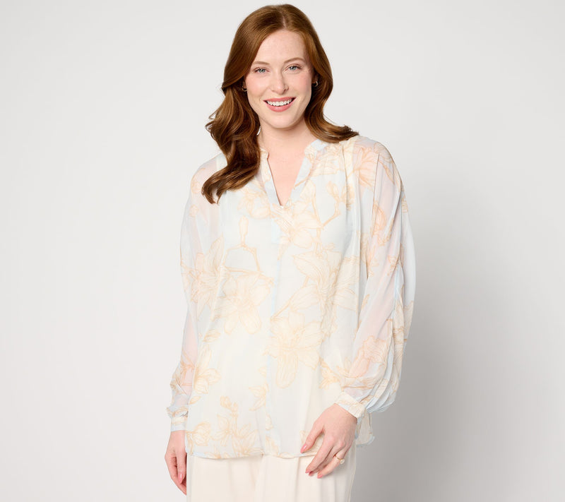 BEAUTIFUL by Lawrence Zarian Printed Y-Neck Dolman Sleeve Top — View 10