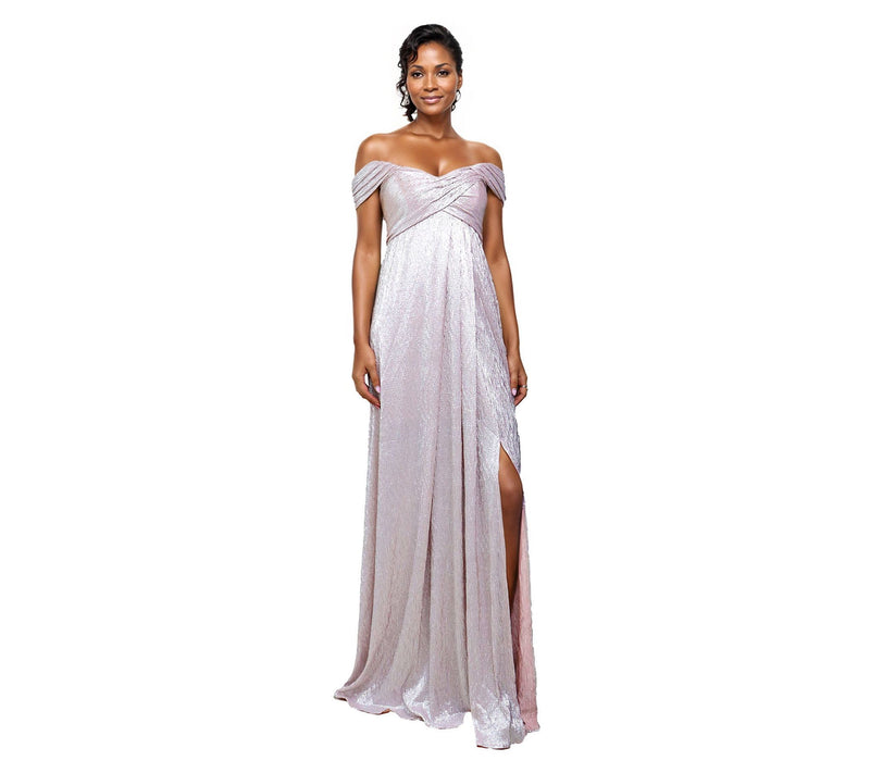 Rene Ruiz Collection Off The Shoulder DrapedStretch Gown — View 5