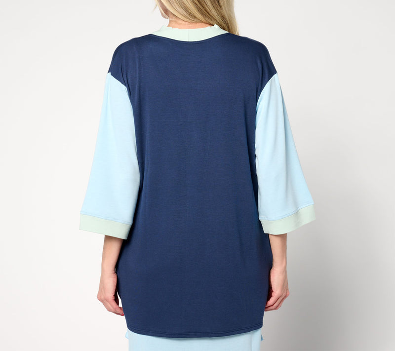 Cuddl Duds Airy Terry 3/4-Sleeve Open-Front Cardigan — View 2